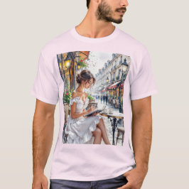 パリジェンヌのエレガンス: パリのカフェストリートの雰囲気 Tシャツ
