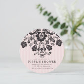 パリジェンヌのシックな花柄シャワー招待状 招待状 (スタンド正面)