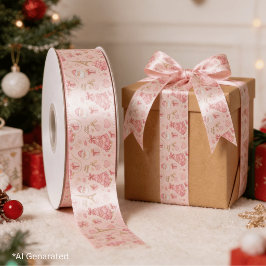 パリジェンヌの妖艶なダスティピンク トワール柄 クリスマス サテンリボン