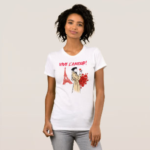 パリジェンヌの美意識 - ロマンティックなエッフェル塔のデザイン Tシャツ