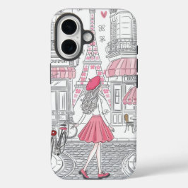 パリジェンヌ - かわいいエッフェル塔とカフェの街 iPhone 16ケース