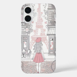 パリジェンヌ - かわいいエッフェル塔とカフェの街 iPhone 16ケース