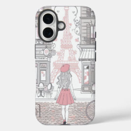 パリジェンヌ - かわいいエッフェル塔とカフェの街 iPhone 16ケース