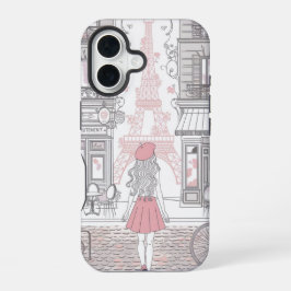 パリジェンヌ - かわいいエッフェル塔とカフェの街 iPhone 16ケース