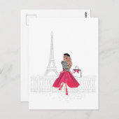 パリジャンウーマンバイエッフェルタワー ポストカード (正面/裏面)