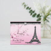 パリジャンエッフェルタワーウェディング日付カードを保存 案内ポストカード (スタンド正面)