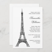 パリジャンエッフェルタワーブラック&ホワイトブライダルシャワー 招待状 (正面/裏面)