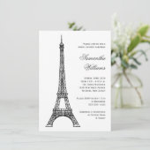 パリジャンエッフェルタワーブラック&ホワイトブライダルシャワー 招待状 (スタンド正面)