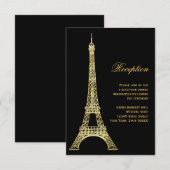 パリジャンエッフェルタワーブラック&金ゴールド披露宴カード エンクロージャーカード (正面/裏面)
