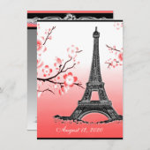 パリジャンエッフェルタワーレッド結婚式招待状 招待状 (正面/裏面)