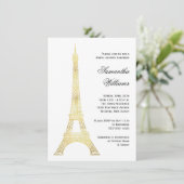 パリジャンエッフェルタワー金ゴールドブライダルシャワー 招待状 (スタンド正面)