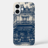 パリジャンカフェ ブルー ホワイト Case-Mate iPhoneケース (裏面)