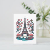 パリジャンサミナーズエッフェルタワーパリさくらんぼツリー シーズンポストカード (スタンド正面)