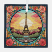 パリジャンサンセットアイフェルトワーパリフランスのフローラ ガラスオーナメント (裏面)
