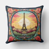 パリジャンサンセットアイフェルトワーパリフランスのフローラ クッション (裏面)