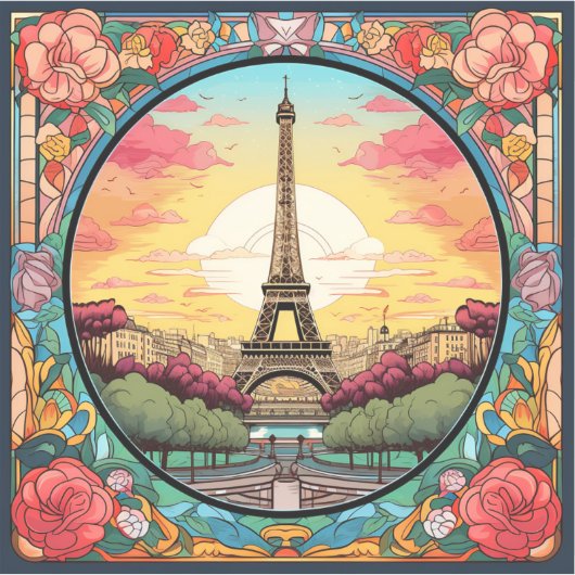 パリジャンサンセットアイフェルトワーパリフランスのフローラ シール (正面)