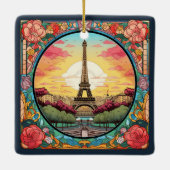 パリジャンサンセットアイフェルトワーパリフランスのフローラ セラミックオーナメント (裏面)