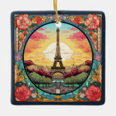 パリジャンサンセットアイフェルトワーパリフランスのフローラ セラミックオーナメント (正面)