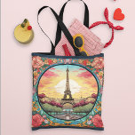 パリジャンサンセットアイフェルトワーパリフランスのフローラ トートバッグ<br><div class="desc">Bright Parisian Sunset Eifel Tower Paris フランスの Franceフローラトートバッグは、フローラフレームにEifel Towerを持つアートデコスタイルパリスのサンセットを備えはっきりしたている。Evco Studio www.zazzle.com/store/evcostudioによって作成</div>