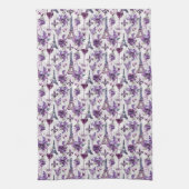 パリジャンチャームパープルエッフェルタワー&フローラ キッチンタオル (縦)