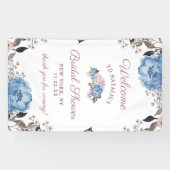 パリジャンチャームブルーフローラブライダルシャワー歓迎 横断幕 (横)