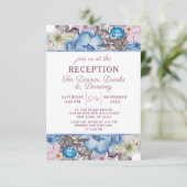 パリジャンチャームブルー&ピンクシックなウェディングレセプション 招待状 (スタンド正面)