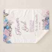 パリジャンチャームブルー&ピンクシックなフラワーガール引用文 シェルパブランケット (正面(横))