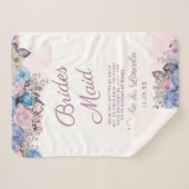 パリジャンチャームブルー&ピンクフローラブライドメイド引用文 シェルパブランケット (正面(横))