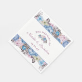 パリジャンチャームブルー&ピンクフローラ結婚ズモノグラム スタンダードランチョンナプキン (角)