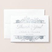 パリジャンチャーム結婚サンキューフォトシルバー 箔カード (封筒付き正面)