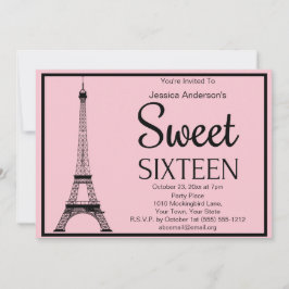 パリジャンピンクブラックエッフェルタワーSweet sixteen 招待状