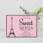 パリジャンピンクブラックエッフェルタワーSweet sixteen 招待状 (スタンド正面)