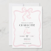 パリジャンピンクボウ1st誕生日招待状 招待状 (正面)