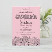 パリジャンブティックピンクブラックバラSweet sixteen 招待状 (スタンド正面)