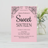 パリジャンブティックピンクブラックSweet sixteen 招待状 (スタンド正面)