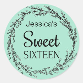 パリジャンミントグリーンブラックSweet sixteen名 ラウンドシール