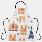 パリジャンランドマークスヴィンテージシームレスイラストレーション エプロン (正面)