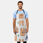パリジャンランドマークスヴィンテージシームレスイラストレーション エプロン (着用した状態)