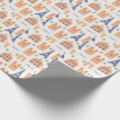 パリジャンランドマークスヴィンテージシームレスイラストレーション ラッピングペーパー (角)