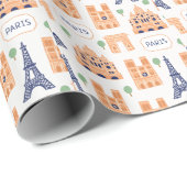 パリジャンランドマークスヴィンテージシームレスイラストレーション ラッピングペーパー (ロールコーナー)