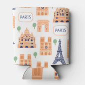パリジャンランドマークスヴィンテージシームレスイラストレーション 缶クーラー (裏面)