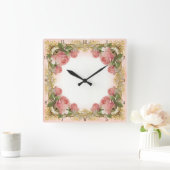 パリジャンヴィンテージバラマナーフォーマルハウス結婚ズ スクエア壁時計 (ホーム)