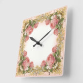 パリジャンヴィンテージバラマナーフォーマルハウス結婚ズ スクエア壁時計 (傾斜)