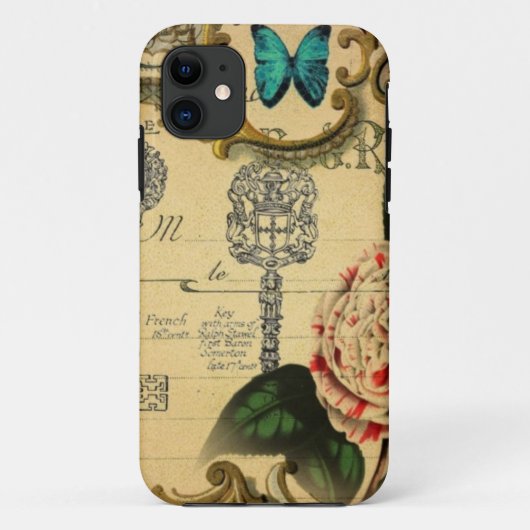 パリジャン鍵ヴィンテージカメリアフランスのボタニカル Case-Mate iPhoneケース (裏面)