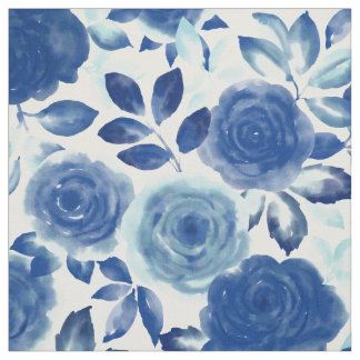 パリジャン開花ブルーバラ ファブリック