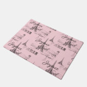 パリジョエウノールクリスマスブラックとピンクのドormat ドアマット (アングル)