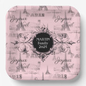 パリジョユーノールパーソナルピンククリスマスプレート ペーパープレート (正面)