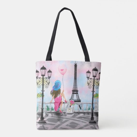 パリスかわいらしトートバッグの女性ピンクハートバルーン トートバッグ (裏面)