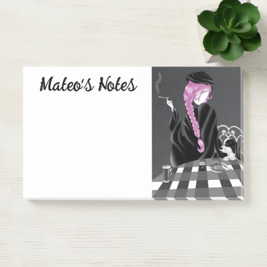 パリスのカフェかわいい犬と女の子ポストイットノート ポストイット (オフィス)