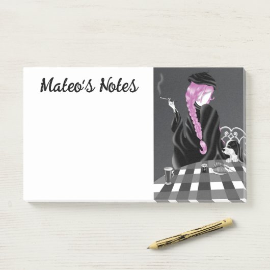 パリスのカフェかわいい犬と女の子ポストイットノート ポストイット (デスク)